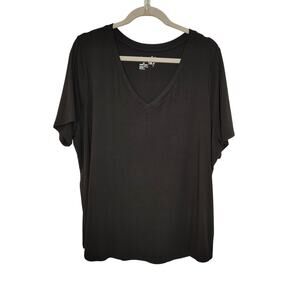 Terra & Sky Womens 1X Plus Size Black Cotton Tencel Modal Short Sleeve T Shirt